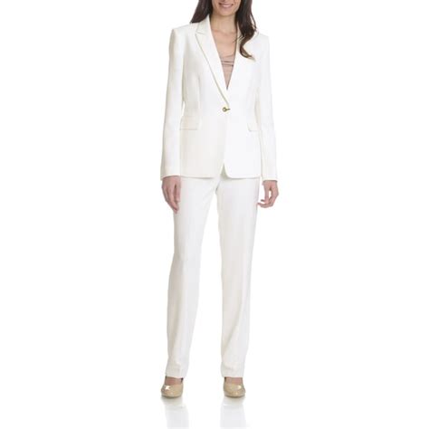 Tahari Arthur S Levine Womens Ivory White 2 Piece Pants Suit