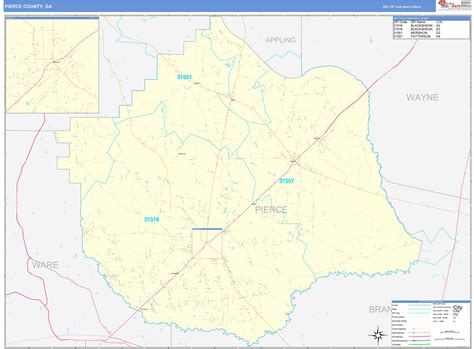 Pierce County Ga Zip Code Wall Map Basic Style By Marketmaps Mapsales