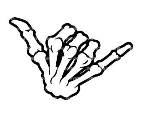 Shaka Skeleton Hand Sign Svg Shaka Patch Shaka Sticker Vector Cut File For Cricut Silhouette