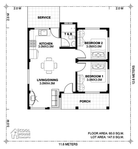 Two Bedroom Small House Plan Cool House Concepts