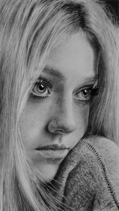 Stars Portraits Portrait Of Dakota Fanning By Timon Pencil Portrait