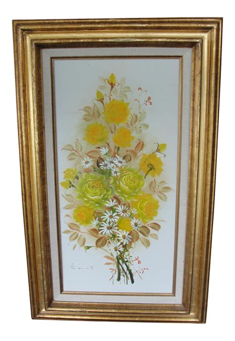 Late 20th Century Vintage Oil On Canvas Painting Of Flowers By Edwards