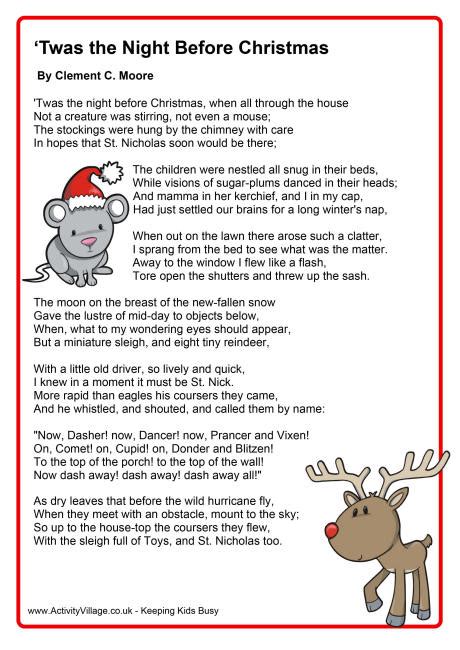 Night Before Christmas Poem X Mas
