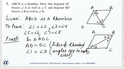 Ex Class IX Q ABCD Is A Rhombus Show That Diagonal AC Bisects A As Well As C And