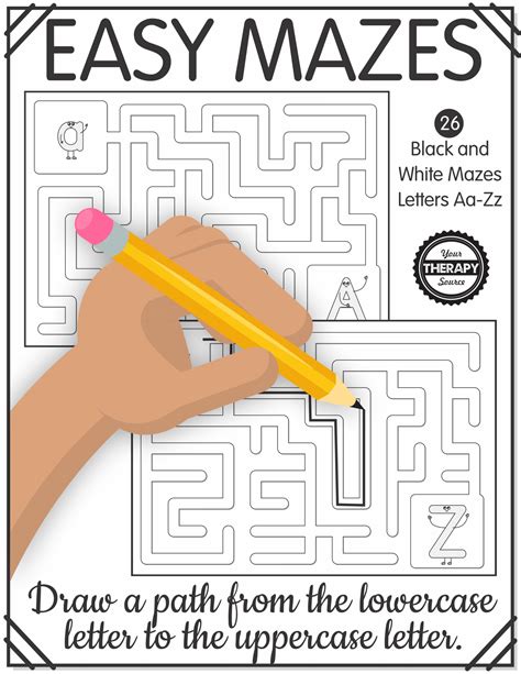 Printable Easy Mazes Letters A To Z Your Therapy Source
