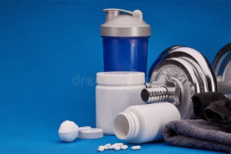 Sports Nutrition And Fitness Equipment Stock Image Image Of Bottle