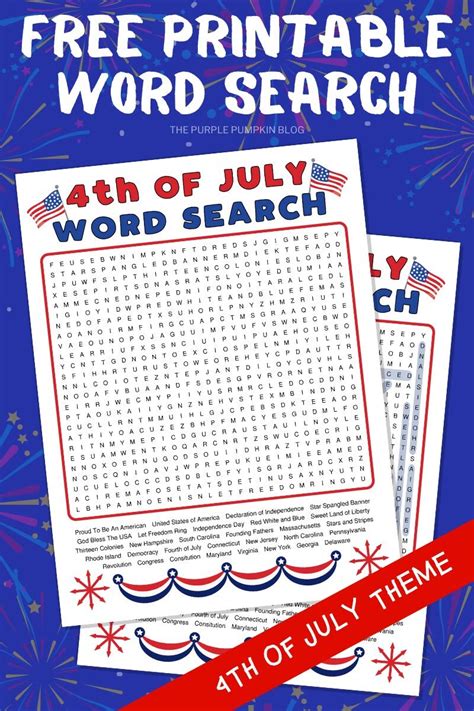Free Printable 4th Of July Word Search Puzzles