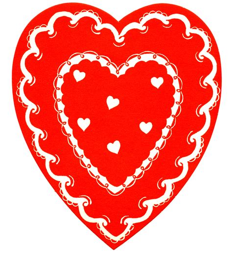 Vintage Valentines Clip Art Classic Red And White Heart The