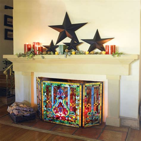Stained Glass Fireplace Screen Signals