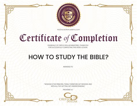 Certificate Of Completion How To Study The Bible Grace Life Academy