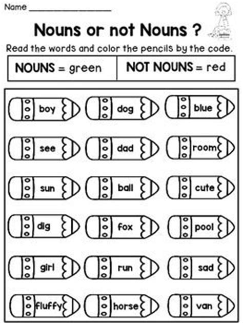 Grade 1 grammar worksheets on telling nouns and verbs apart in sentences. Nouns Worksheets | Nouns, verbs, Nouns worksheet, Nouns ...