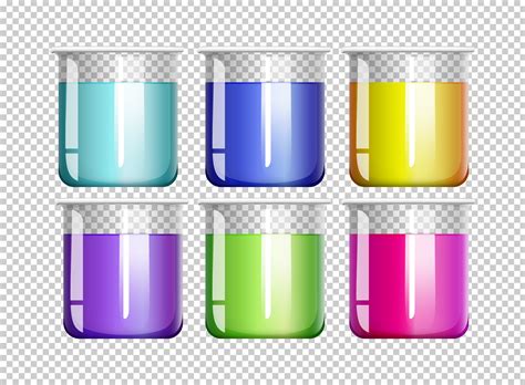 Six Beakers Filled With Colorful Liquid 292582 Vector Art At Vecteezy