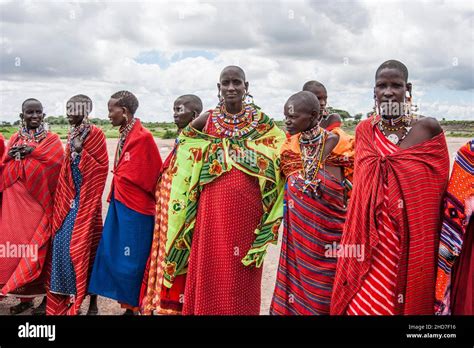 Masai Women Pose For Group Picture Masai Village Amboseli National