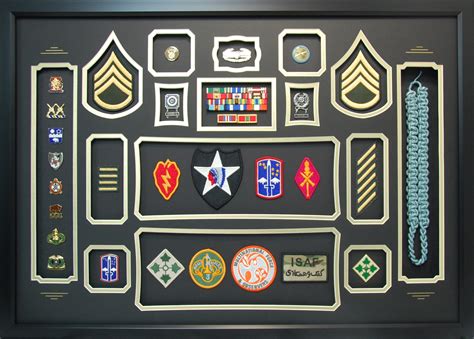 Army Shadow Box Displaying Patches And Unit Crests