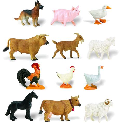 12 Farm Animal Miniature Toy Figures Toywalls