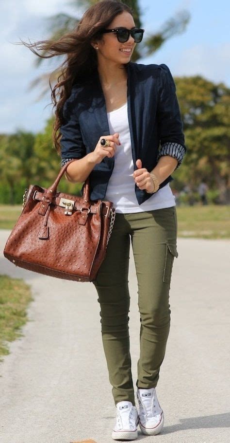 Navy And Olive Outfits Cargo Pants Womens Business Casual Fashion