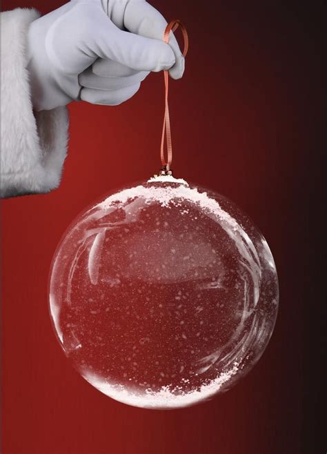 Santa Holding An Ornament Photoshop Template With Free Snow Layer
