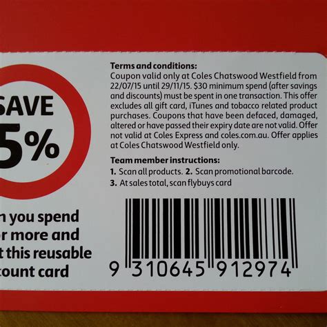 5 Off Coupon For Coles Chatswood Nsw Westfield Ozbargain