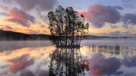Wallpaper Landscape Sunset Lake Nature Reflection Sky Sunrise