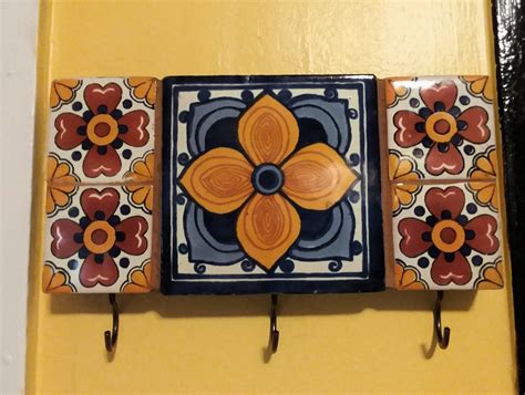 See more ideas about hanger, coat hanger, hanger design. Decorative tile Key Holder...Mexican Talavera Tiles with 3 ...