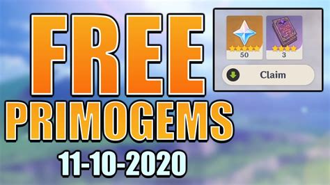 New Free Primogems Code 11 10 2020 Genshin Impact Update Youtube