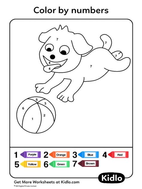 Color By Numbers Dogs Worksheet 19