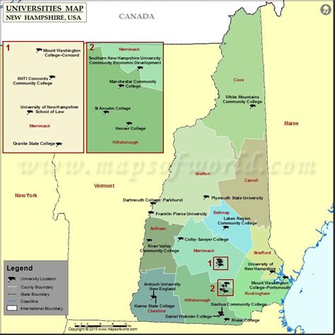 Colleges In New Hampshire Map New Hampshire Colleges And Universities