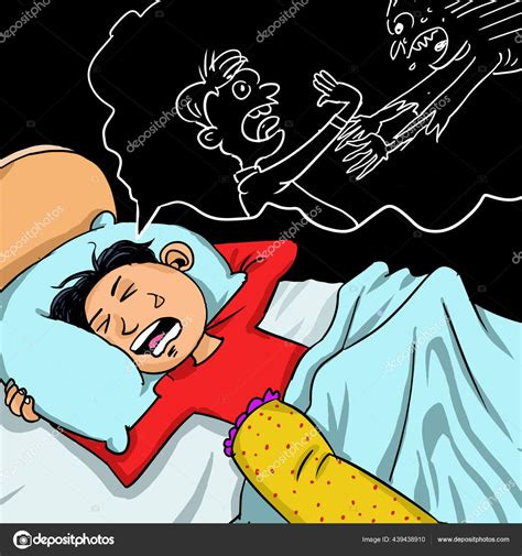 Boy Having Nightmares While Sleeping Night Stock Vector Image By