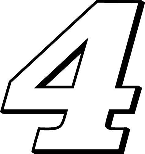 RACE NUMBER 4 DECAL / STICKER OUTLINE