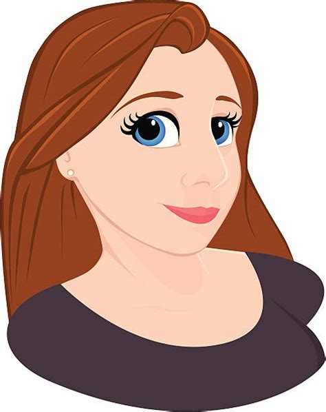 Cartoon Of The Pretty Girl With Brown Hair And Blue Eyes Illustrations Royalty Free Vector