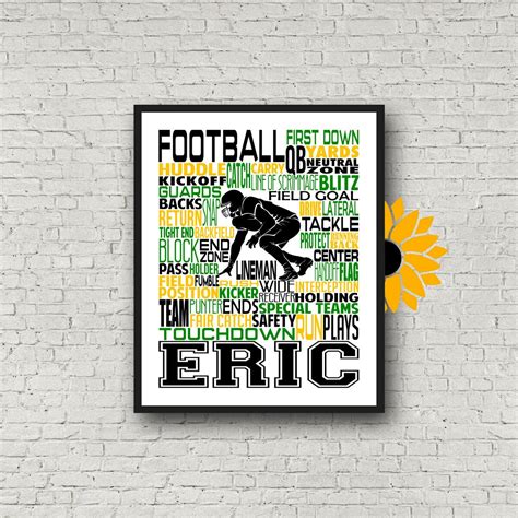 Football Typography Football Personalized Print Football Art