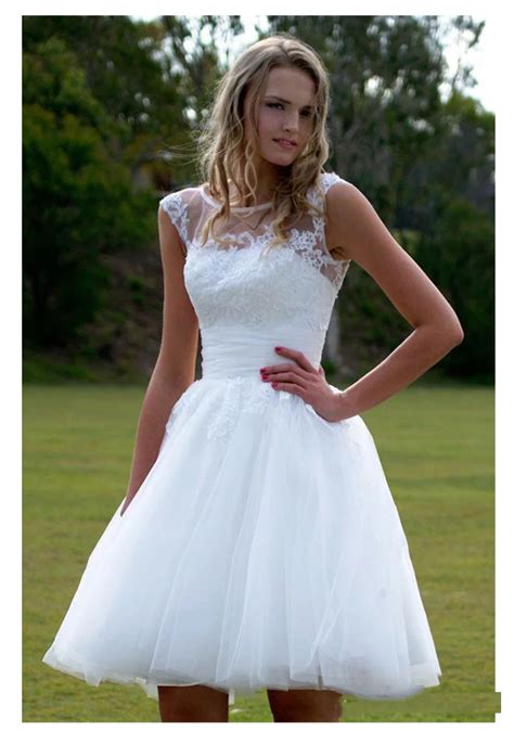 Short Wedding Dress 2019 Beach Bride Dress Knee Length Hot Sale White