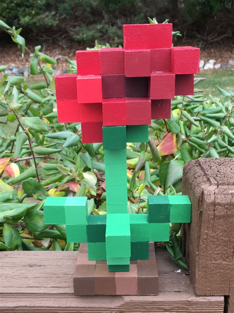 Real Life Minecraft Rose Poppy Made With Wooden Blocks Artofit