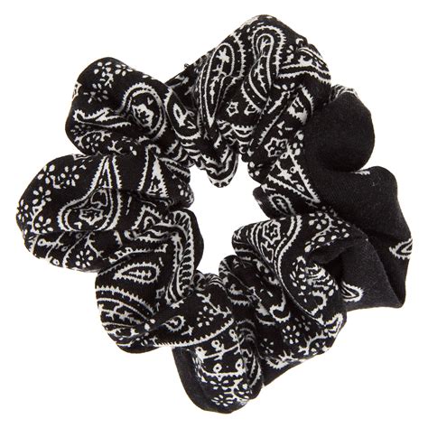 Bandana Hair Scrunchie Black Claires Us