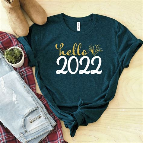 Hello 2022 Shirt Happy New Year Shirt Hello 2022 T Shirtnew Etsy Uk