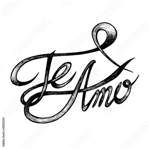 Te Amo I Love You Hand Drawn Quotes Black On White Stock Vector