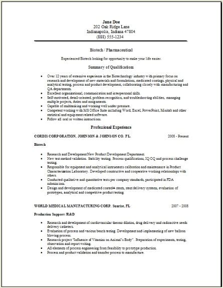 Review curriculum vitae samples, learn about the difference between a cv and a resume, and glean tips and advice on how to write a cv. Biotechnology Biotech Resume Sample - BEST RESUME EXAMPLES