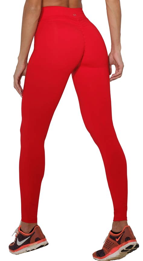 brazilian workout legging scrunch booty lift compression hot red top rio shop