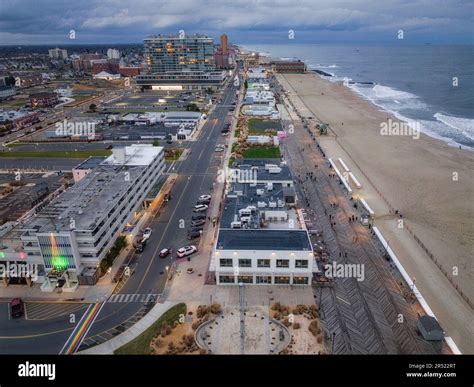 Asbury Park Boardwalk Aerial - Aerial view to the historic Asbury Park