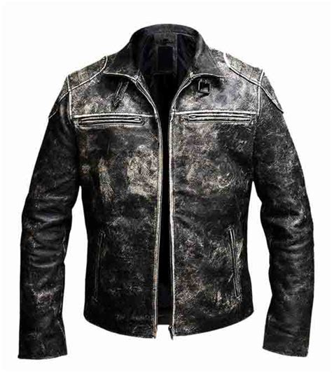 Vintage Retro Distressed Black Antique Biker Leather Jacket Famej
