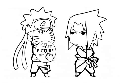 Little Naruto And Sasuke Coloring Page For Kids Manga Anime Coloring