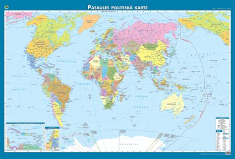 Maps Wall Maps Pasaules Politiskā Karte Divpusēja