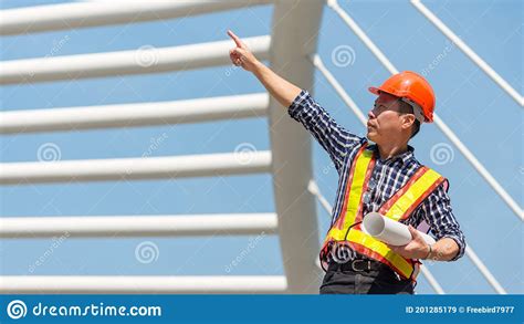 Engineer Inspector Construction Building In The Project Site Asia Man