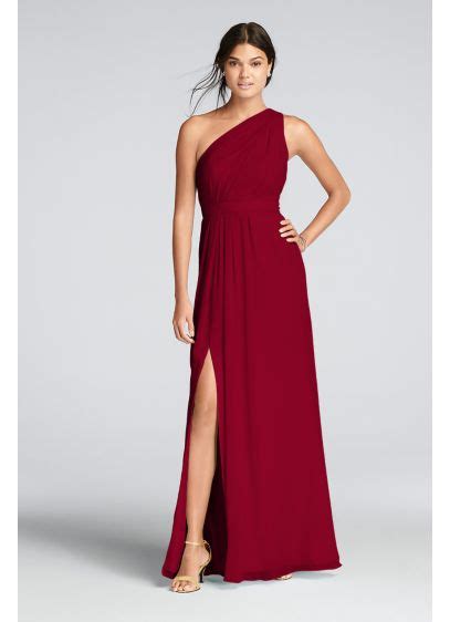 David's bridal has partnered with several national vendors—including men's warehouse, shutterfly, and sandals resorts—to provide exclusive savings miss the big sale? Long One-Shoulder Crinkle Chiffon Dress - Davids Bridal