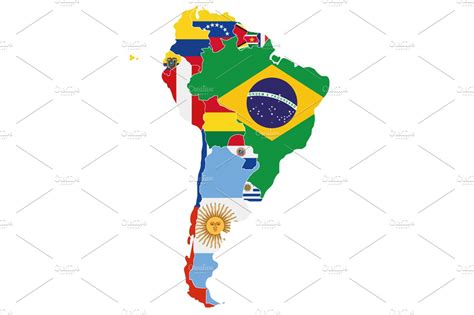 Flags South America Map Education Illustrations Creative Market