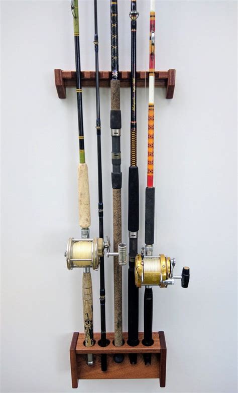Vertical Fishing Rod Rack Wall Mount Solid Mahogany Custom Etsy