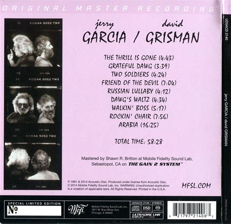 Jerry Garcia And David Grisman Garcia Grisman 1991 Mfsl Remastered