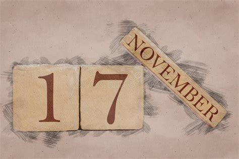 November 17th Day 17 Of Month Handmade Wood Calendar Isolated On