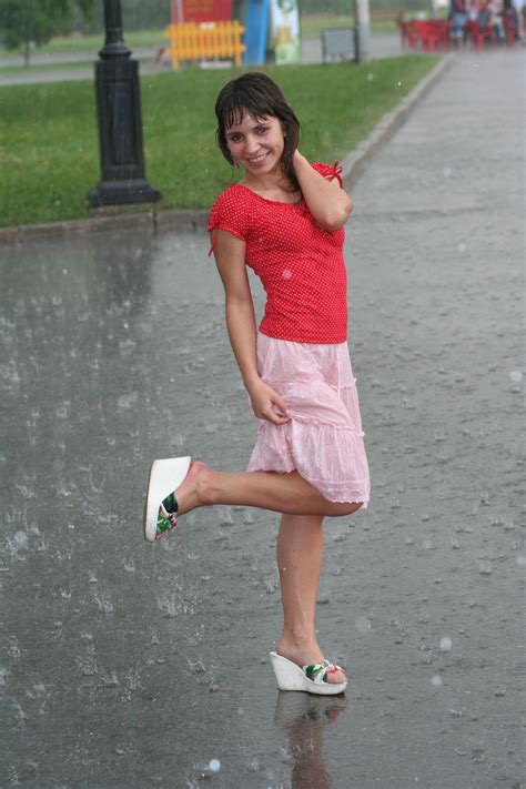 girls in the rain wet dress wet clothes girl