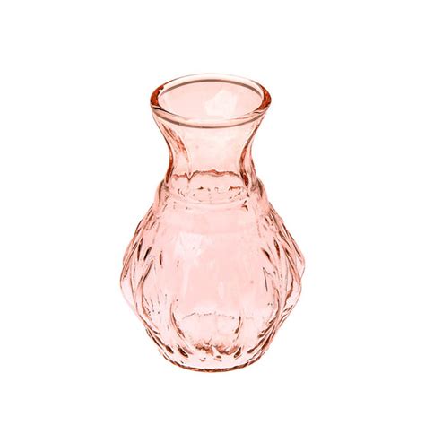 Vintage Pink Glass Vase 4 Bernadette Mini Ribbed Design Decorative Flower Vase